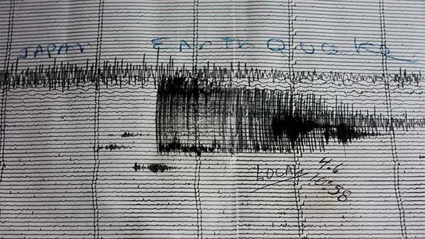 A picture of a seismograph record.