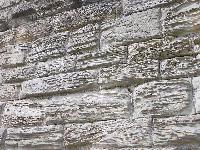 Bricks damaged by salt and wind