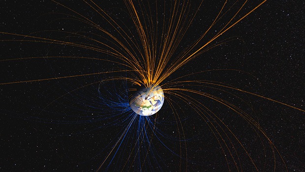 A visualisation of Earth's magnetic field.