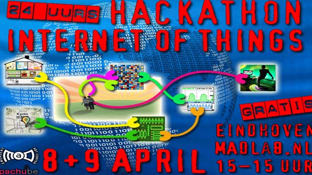Poster advertising an Internet of things hackathon.