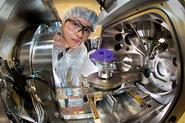 A scientist at the Nanofabrication facility, Brookhaven