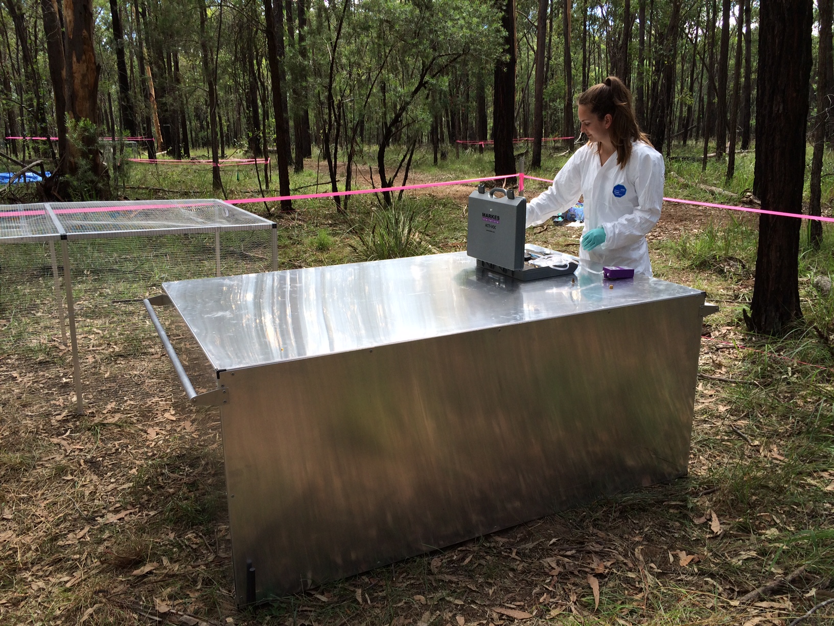 A scientist sampling in the field