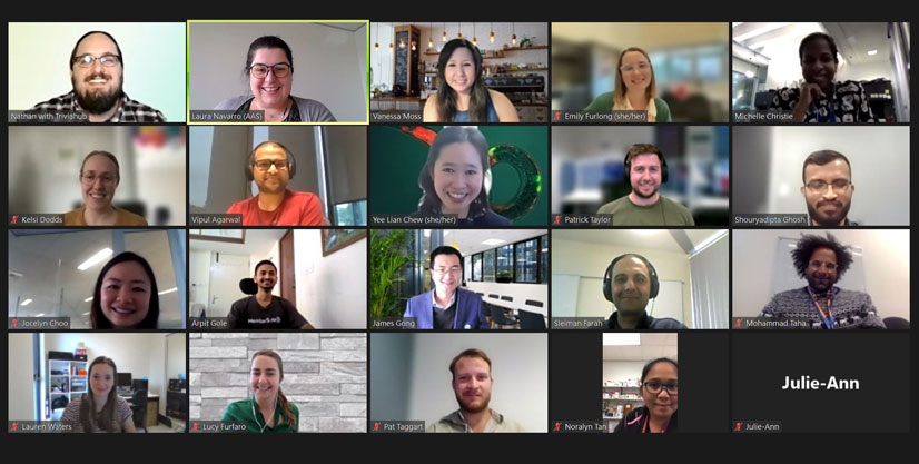 a screenshot from a video conference with many people attending