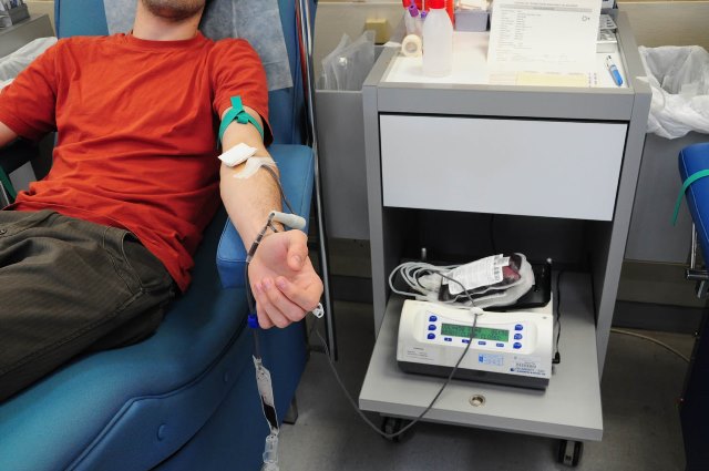 A patient donating blood.