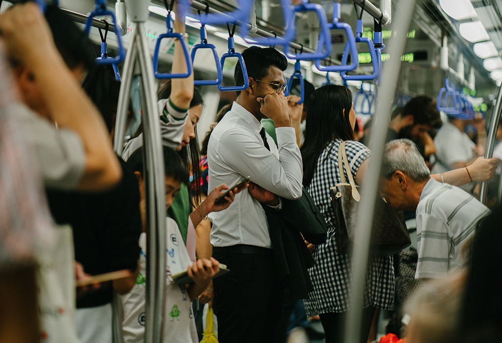 People on a crowded train