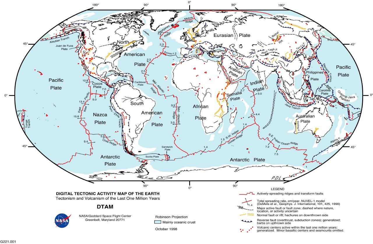 Diagram of tectonic plates