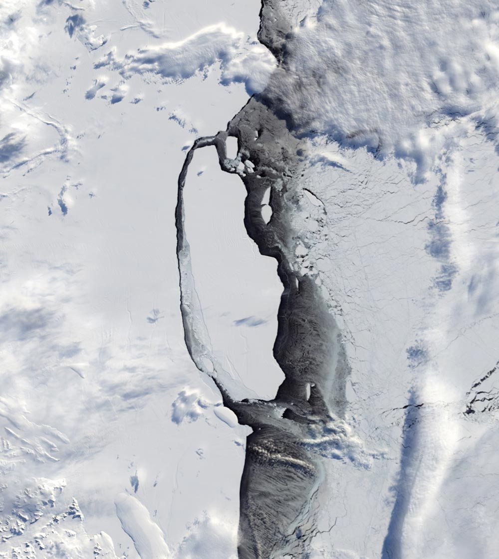 a satellite image of the iceberg