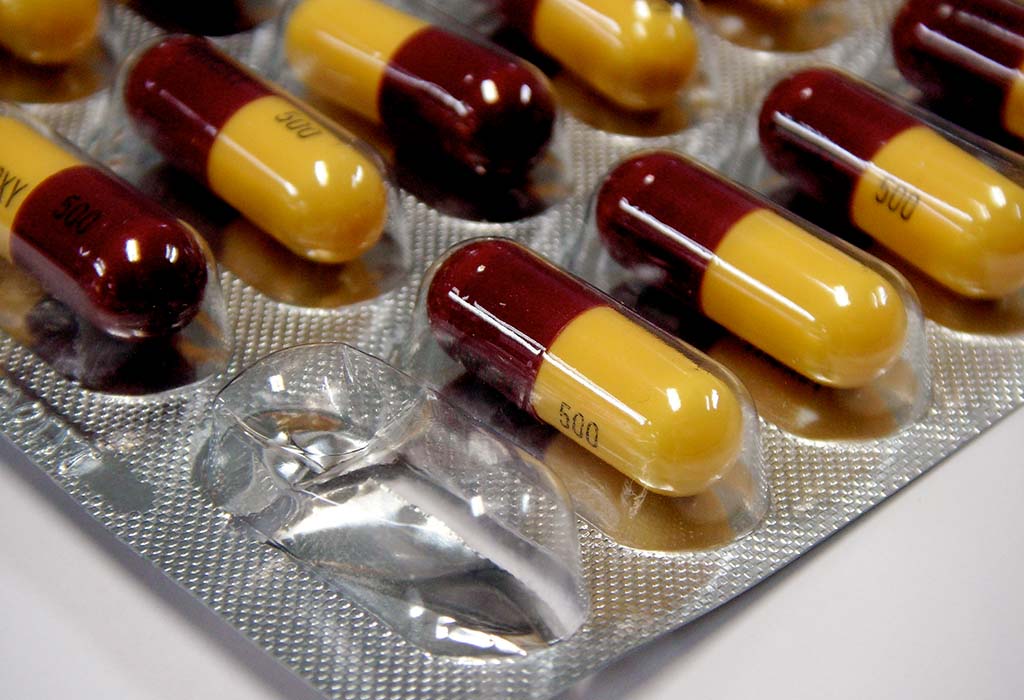 Antibiotic capsules in their packet