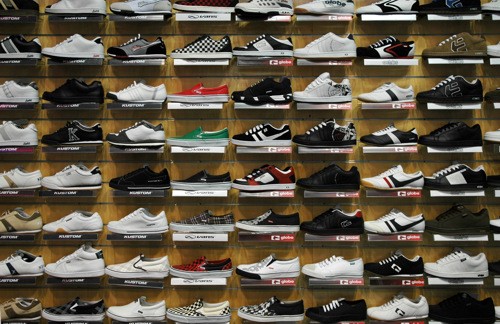 A range of shoes in a shoe shop