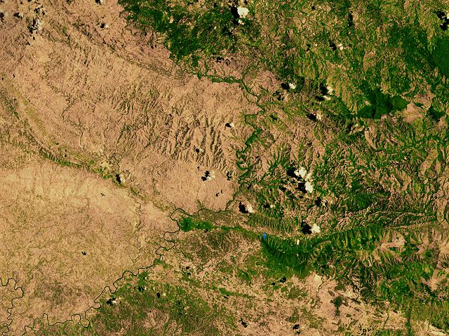 Satellite imagery of deforestation in Haiti.