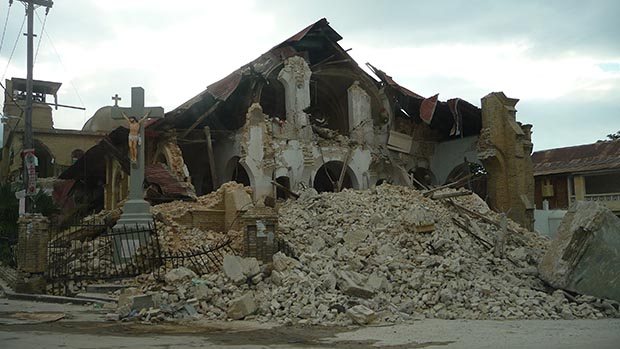 A destroyed building.