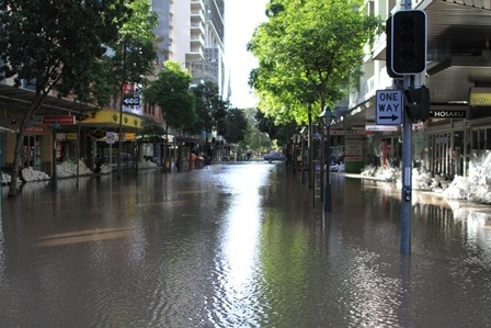 Flooding in Albert St, in Brisbane's CBD in January 2011
