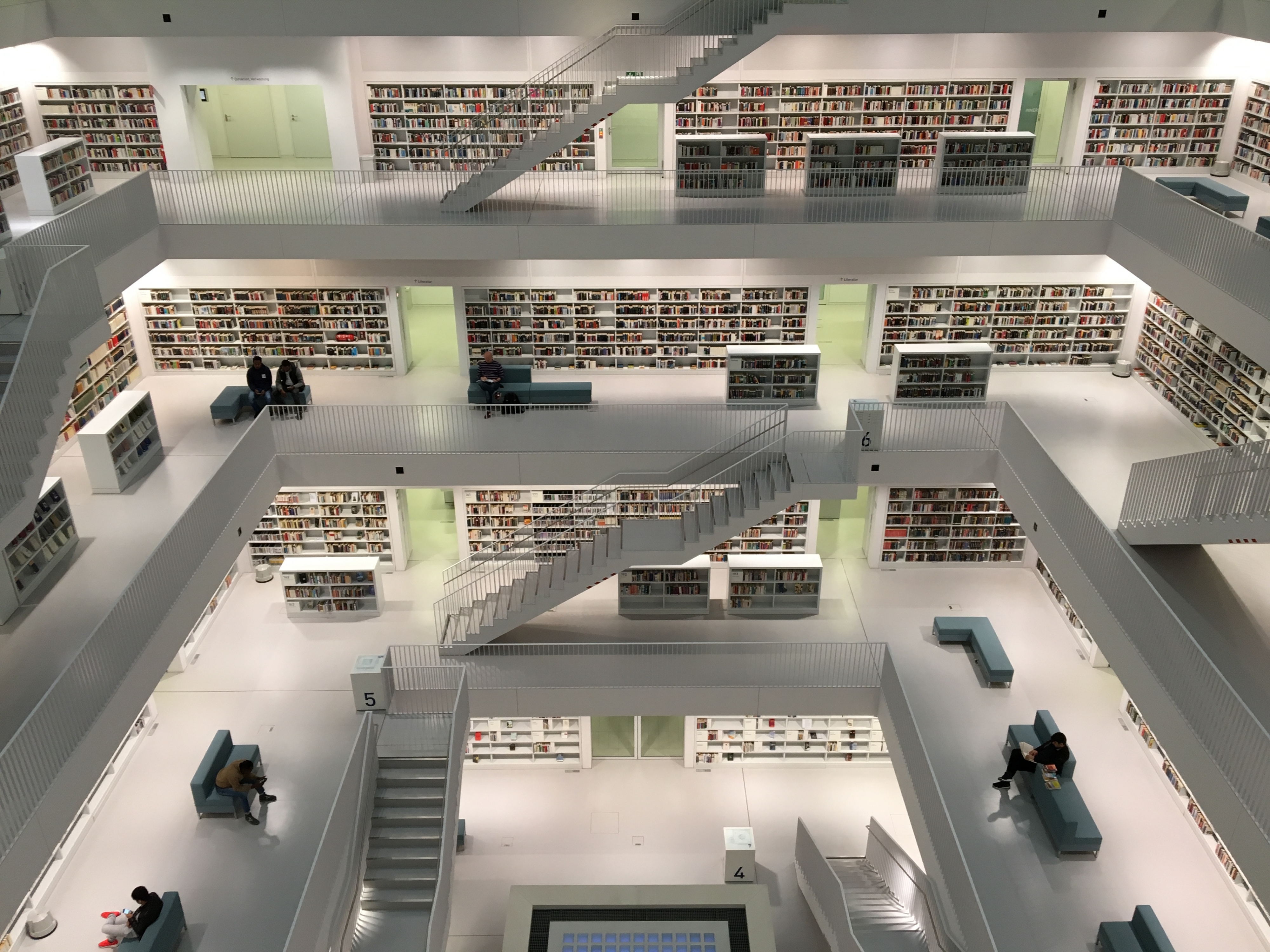 Interior shot of a large, modern library