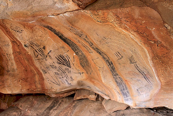 Aboriginal rock art at Yourambulla Caves.