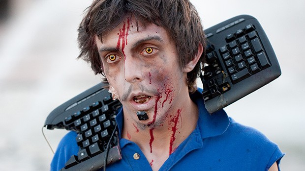 A zombie with a smashed keyboard