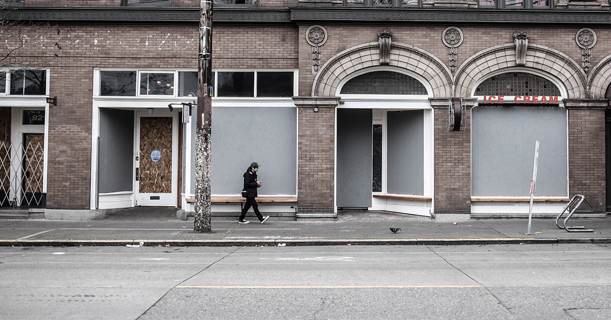 Empty streets and closed businesses