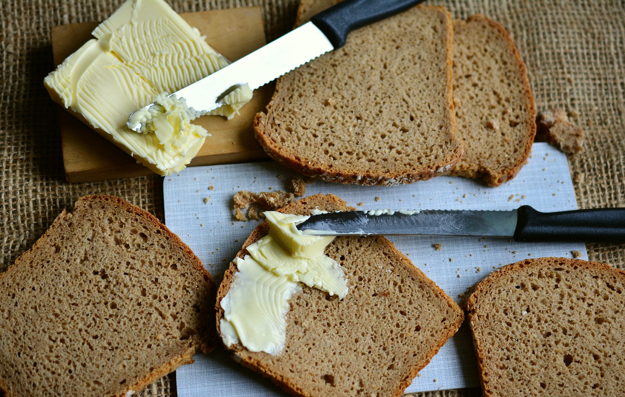 Slices of bread with some butter