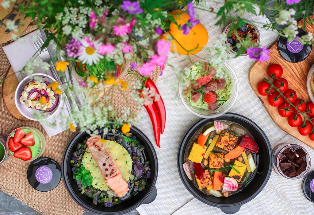 plates of colourful food