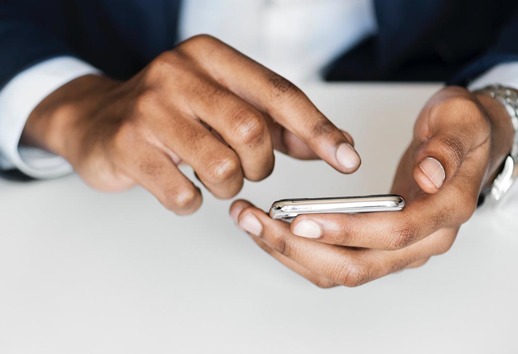 Close up of someone using a smartphone