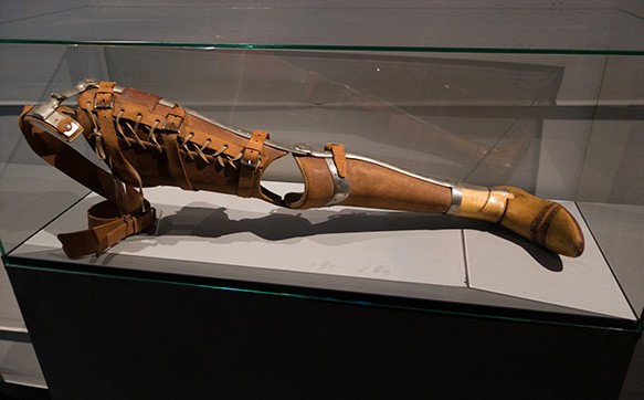 A prosthetic leg from WWI.
