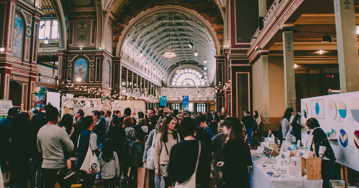 A crowded indoor market