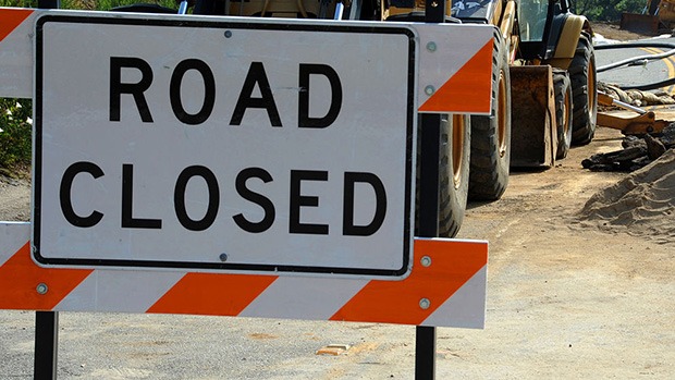 A road closed sign