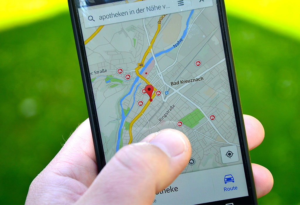 A map on a smartphone