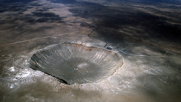 A huge asteroid impact crater, 1.186 kilometres in diameter.