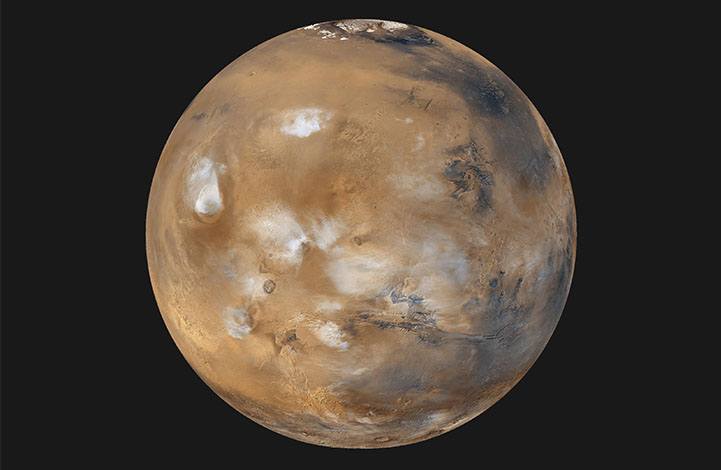 Mars in space.