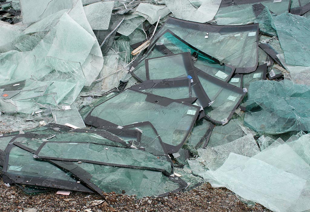 A pile of old automotive glass