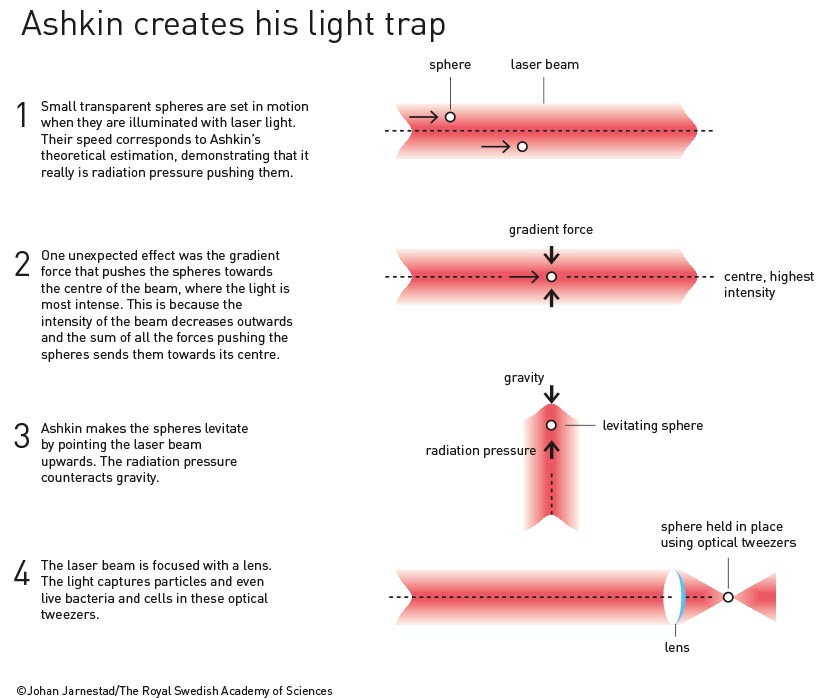 Diagram illustrating optical tweezers concept