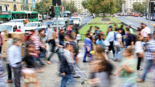 Crowd crossing the street.