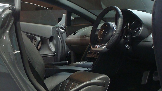 The interior of a luxury car.