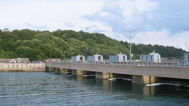 A photograph of part of a tidal energy power station.