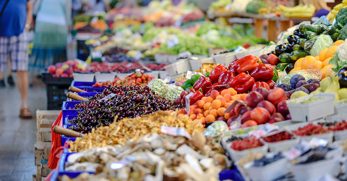  Fruit and vegetables in a supermarket