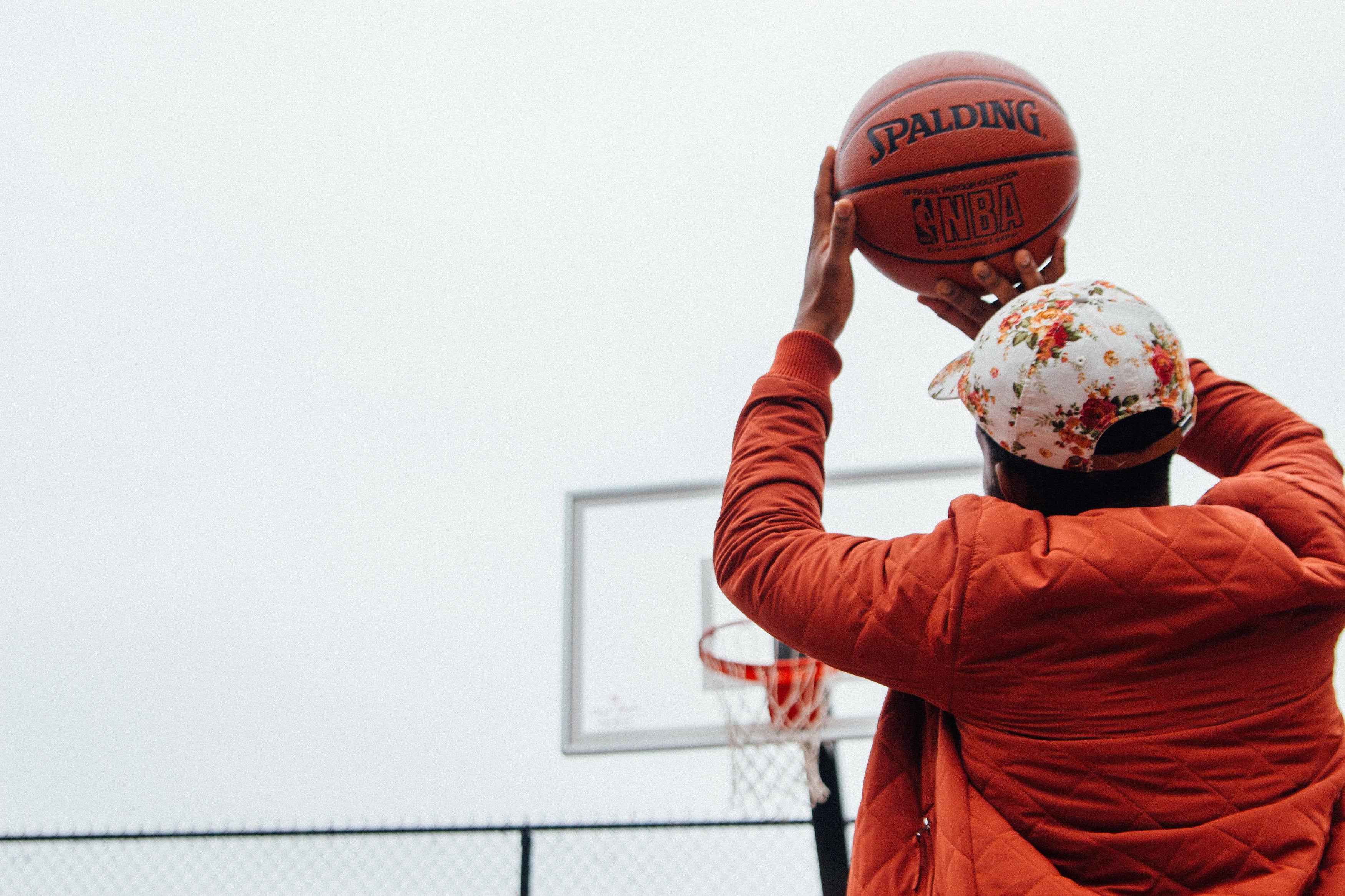 A basketballer about to aim for the hoop