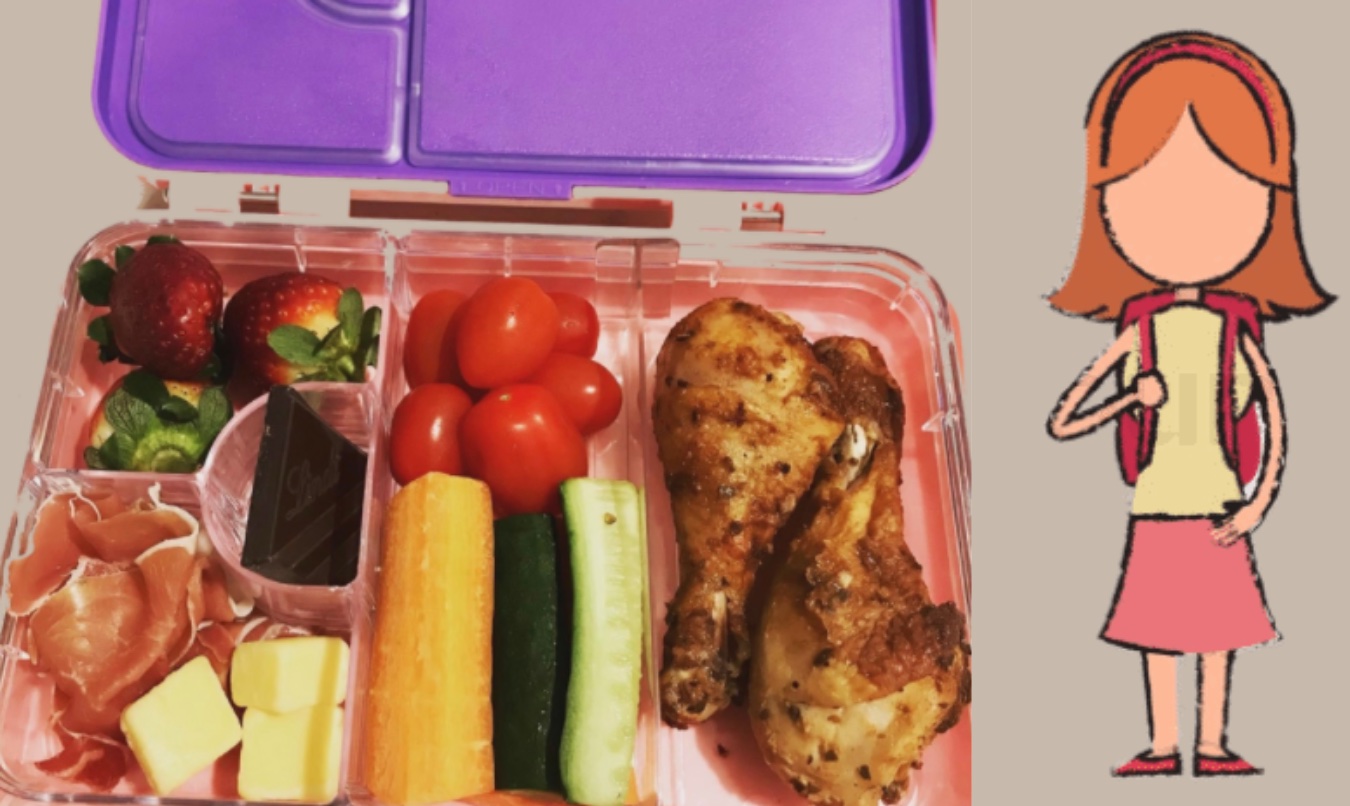 Name: Anastasia. Shortlist. TYPE 1 DIABETIC LUNCHBOX FOR GROWTH AND DEVELOPMENT. Crunching on delicious fruit and veggies for energy. Munching on proteins (chicken and cheese) for muscle growth and bonus energy from healthy fats. This is a meal any child would devour . . . even non-diabetics! The only difference is A bolus dose of insulin is administered upfront to compensate for a non-functioning pancreas to process 10g of Carbohydrates in this lunchbox. Improvements that can be made are including grains to have a complete five food group lunch. Also, a chocolate square can be substituted for popcorn and prosciutto for wholegrain.