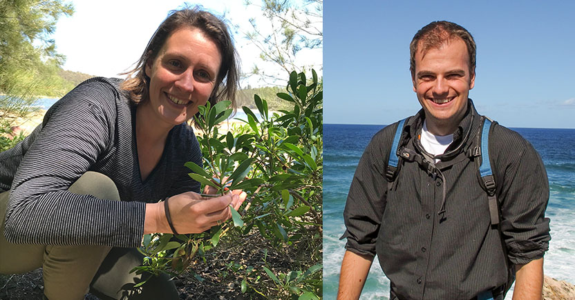 Caitlin Byrt (left) and Antony van der Ent out on fieldwork.