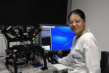 dr iris tong wang in the lab