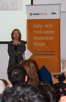 Professor Mary O'Kane at the recent EMCR Forum engagement event
