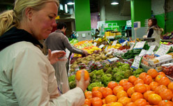 customer in fruit and vegetable shop