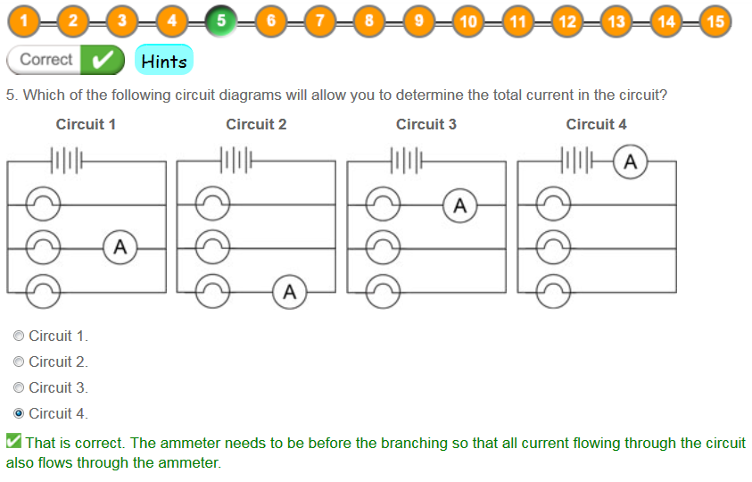 Screenshot of a quiz from Science By Doing