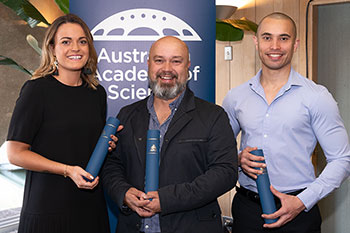 Award winners Amy Searle, Bradley Moggridge and Tui Nolan