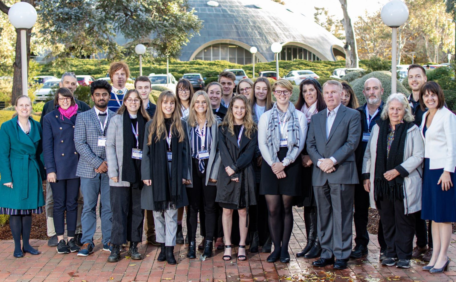 The science students and their teachers with Dr Andy Thomas and Academy Chief Executive, Ms Anna-Maria-Arabia