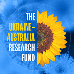 The Ukraine-Australia Research Fund featuring a yellow sunflower