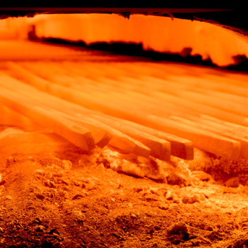 Bright orange heat inside a furnace