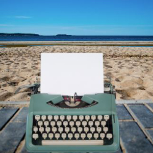 A typewriter at the beach