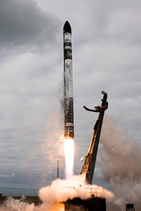 Tall slender rocket on take-off