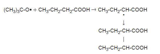 Free radical attack on butanoic acid 