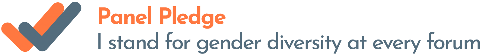 the Panel Pledge logo: "I stand for gender diversity at every forum"